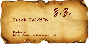 Zwick Zalán névjegykártya